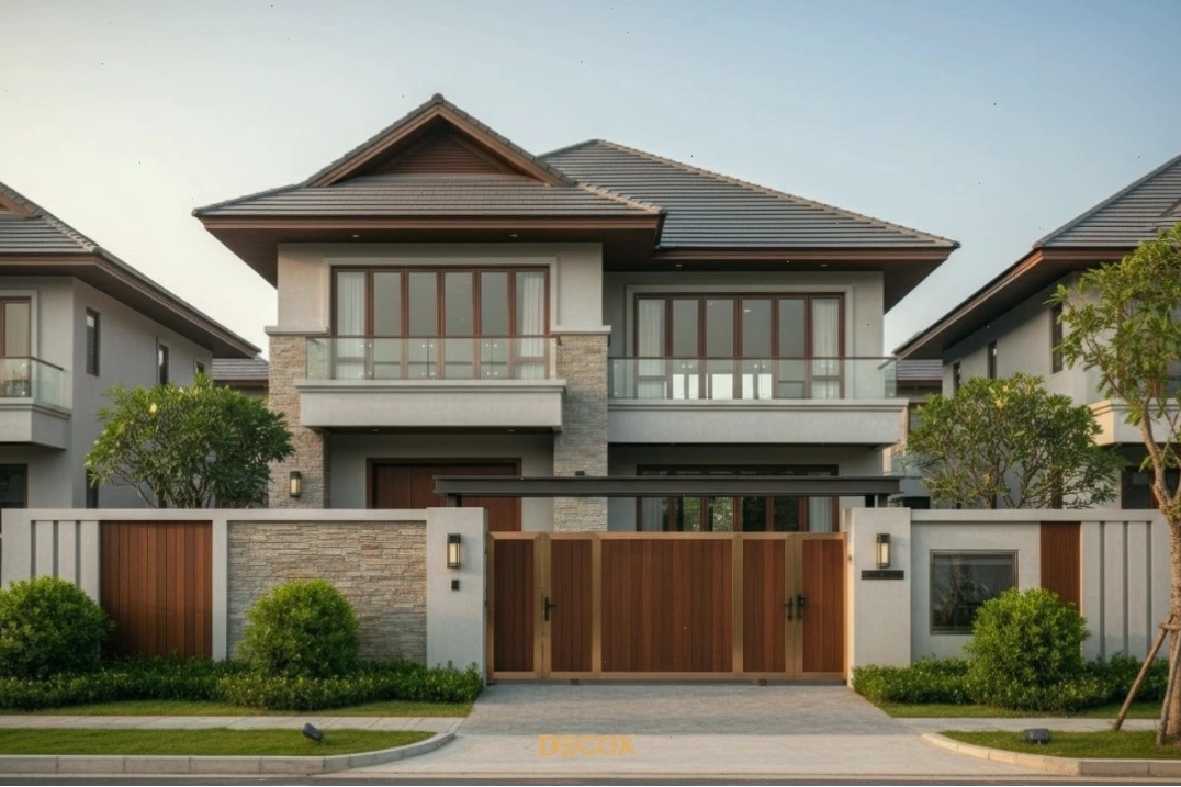 Mẫu nhà mái Thái 2 tầng với 3 phòng ngủ