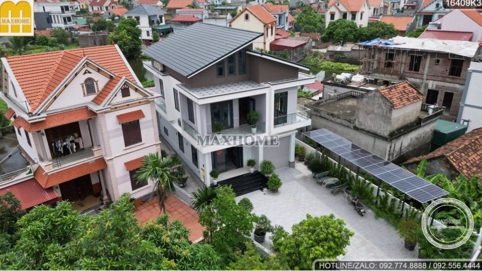 Mẫu nhà ống 2 tầng mái lệch