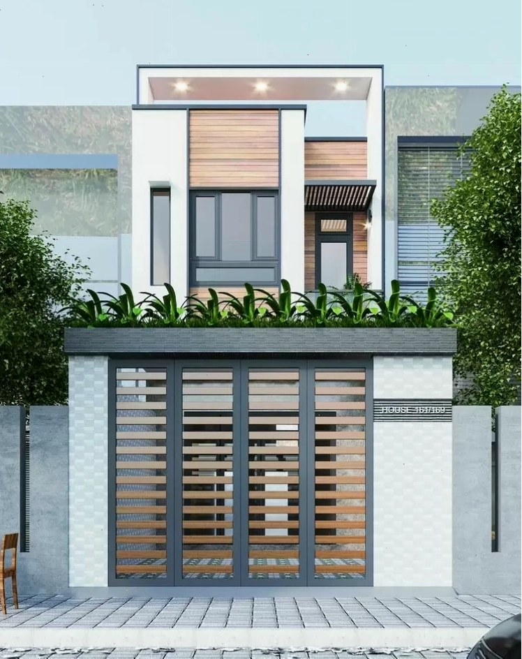 Mẫu nhà ống 2 tầng mặt tiền đẹp, chi phí thấp