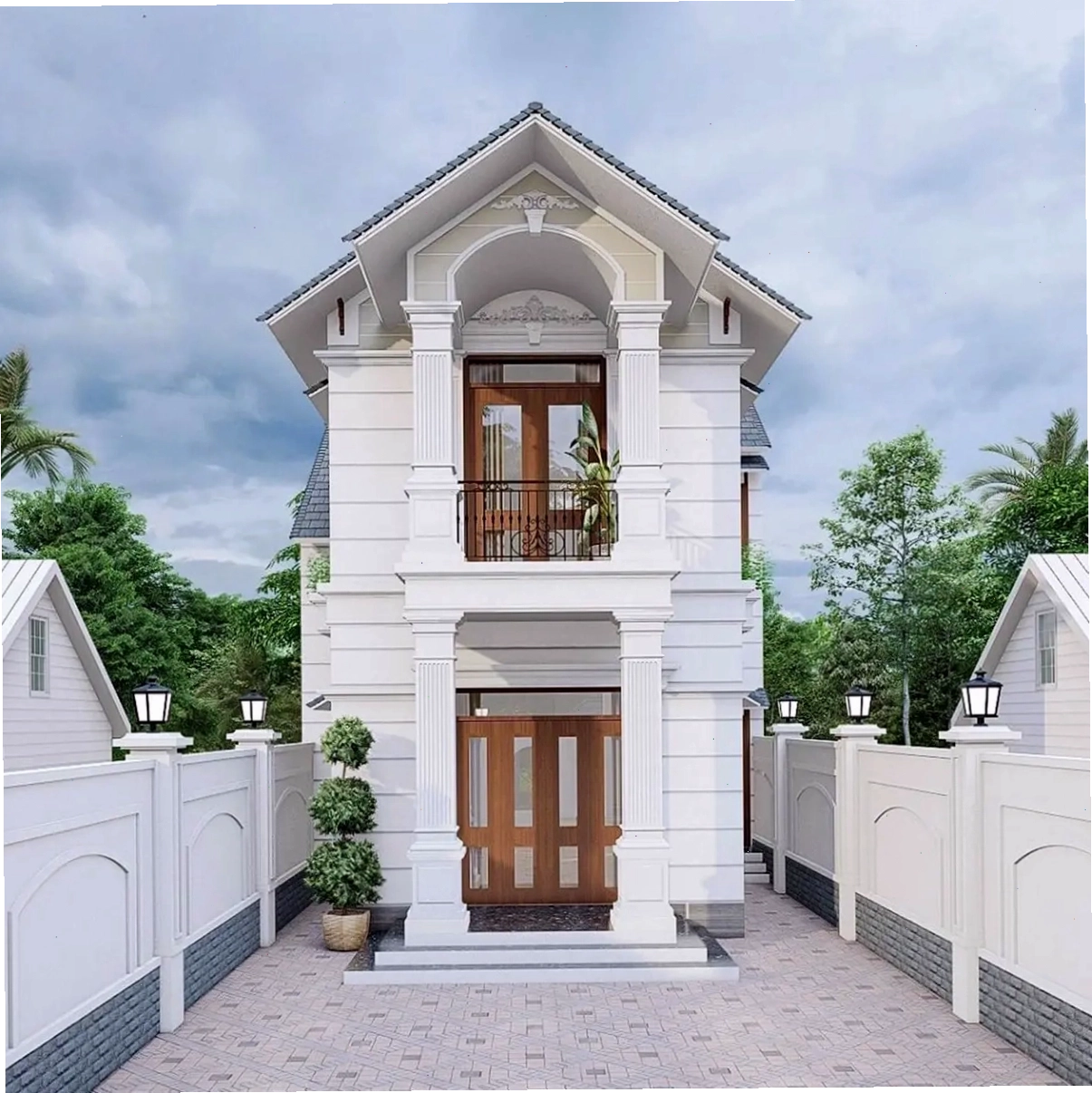 Mẫu nhà ống 5x15m 2 tầng mái Thái hiện đại và tinh tế
