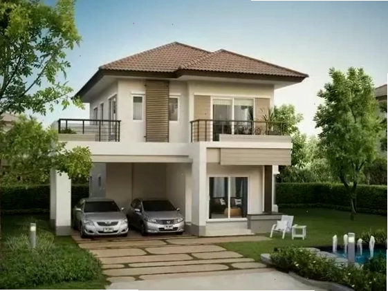 Mẫu nhà ống mái Nhật 2 tầng với mặt tiền rộng rãi và sang trọng