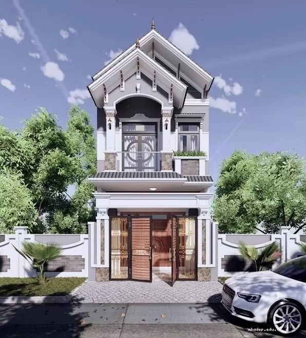 Mẫu nhà ống mái Thái 2 tầng