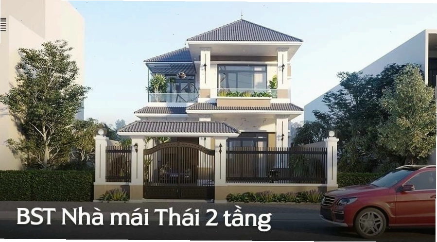 Mẫu nhà phố 2 tầng mái thái đẹp với kiến trúc bề thế và sang trọng