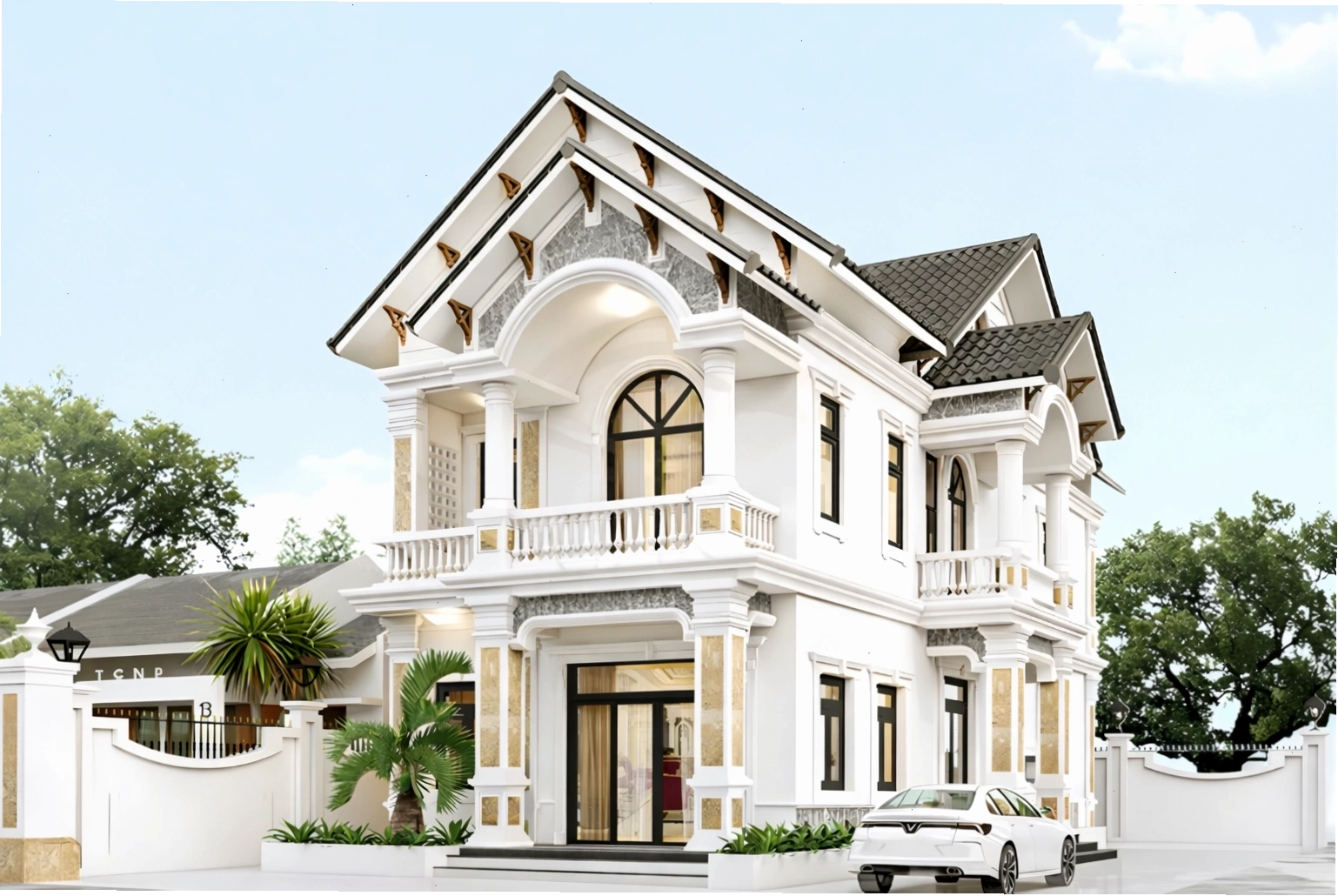 Mẫu nhà vườn mái thái đẹp nhất với kiến trúc hiện đại và sân vườn rộng rãi