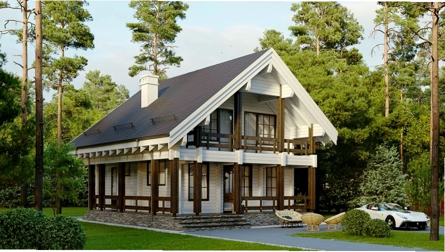 Mẫu nhà vườn mái thái đẹp với hồ cá koi và cây xanh bao quanh