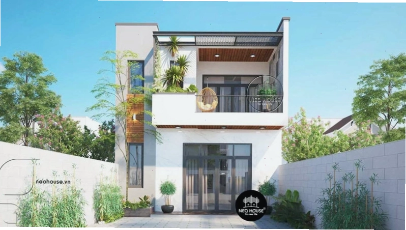 Mẫu nhà vuông 2 tầng mái bằng phù hợp với không gian nông thôn