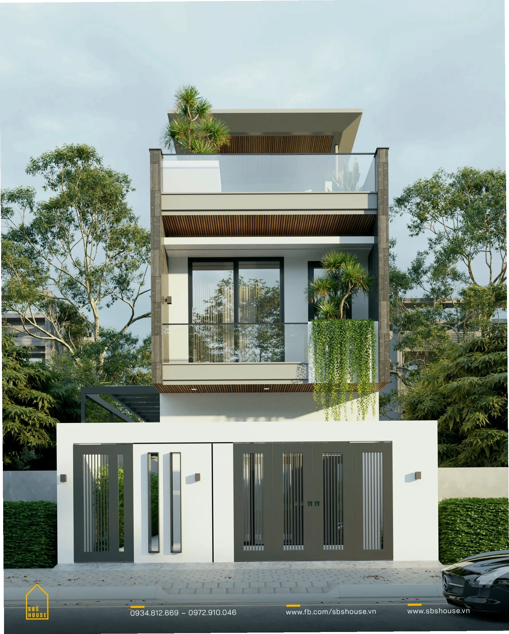 Mẫu thiết kế nhà lệch tầng 5x16m hiện đại