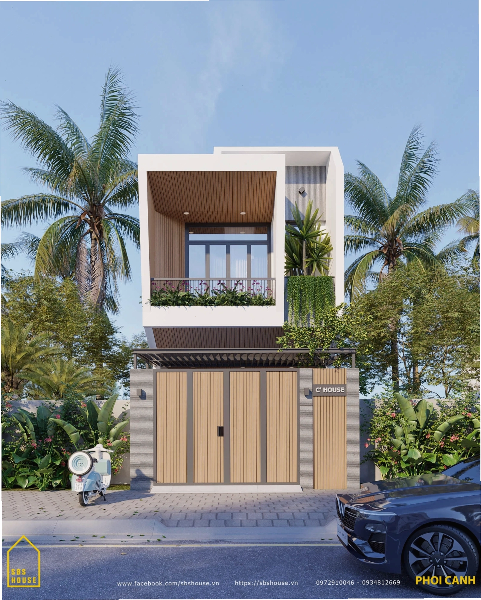 Mẫu thiết kế nhà lệch tầng 5x20 đẹp 2 tầng