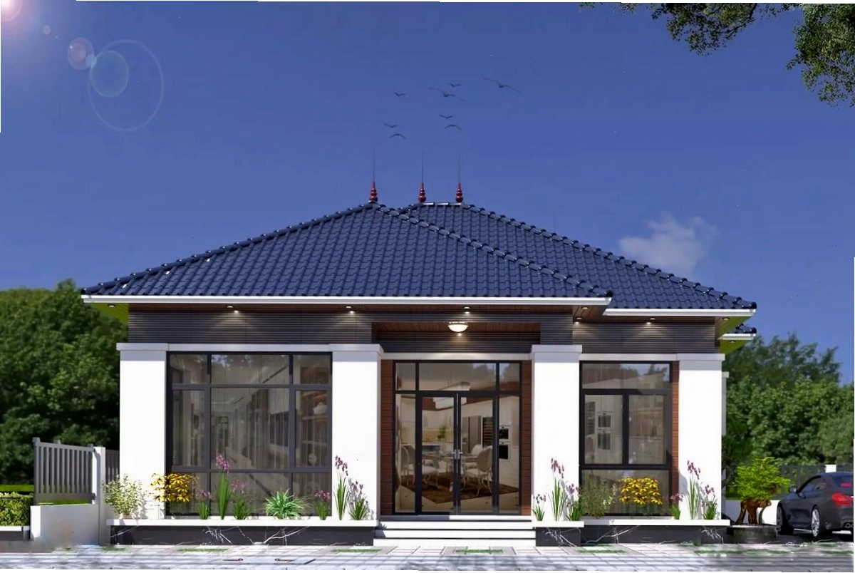 Mẫu thiết kế nhà ống 1 tầng mái Nhật đẹp và hiện đại