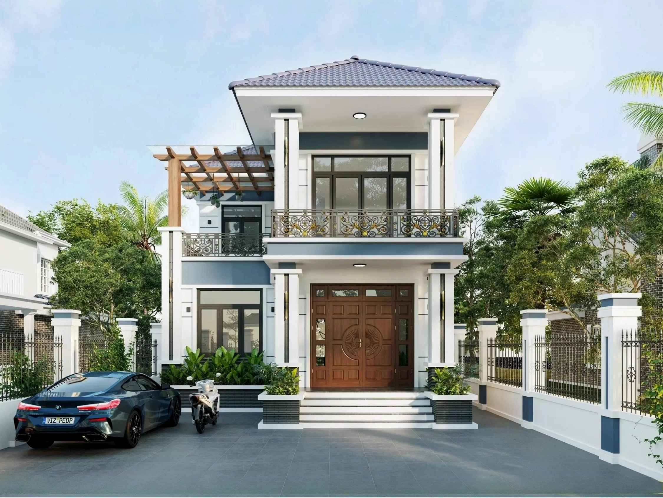 Ngôi nhà 2 tầng mái Nhật với thiết kế đẹp mắt và chi phí thi công hợp lý