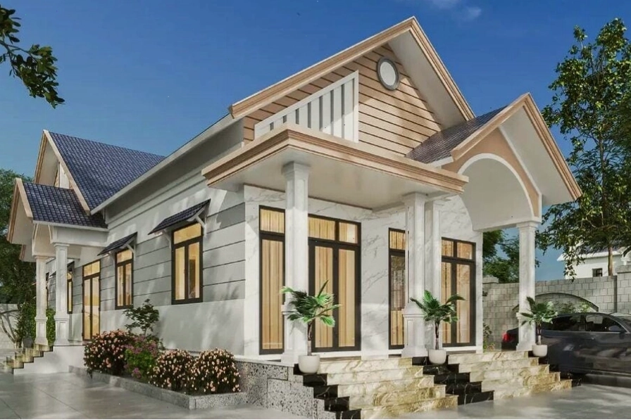 Ngôi nhà cấp 4 mái Thái hiện đại với phong cách tối giản