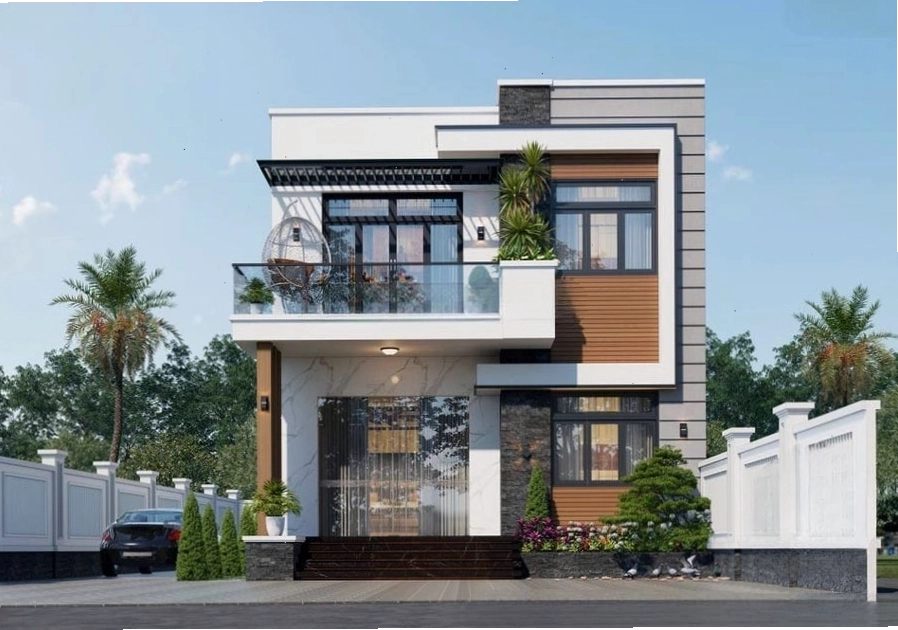 Nhà 2 tầng mái bằng 4 phòng ngủ có sân vườn xanh mát