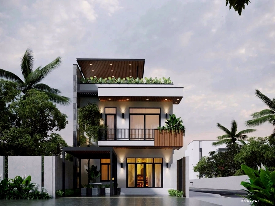 Nhà 2 tầng mái bằng có gác lửng, tối ưu hóa không gian sinh hoạt