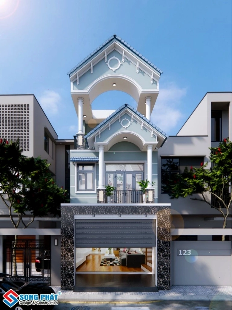 Nhà 5x18m trệt 2 lầu mái thái tân cổ điển - anh Mến, Bình Chánh
