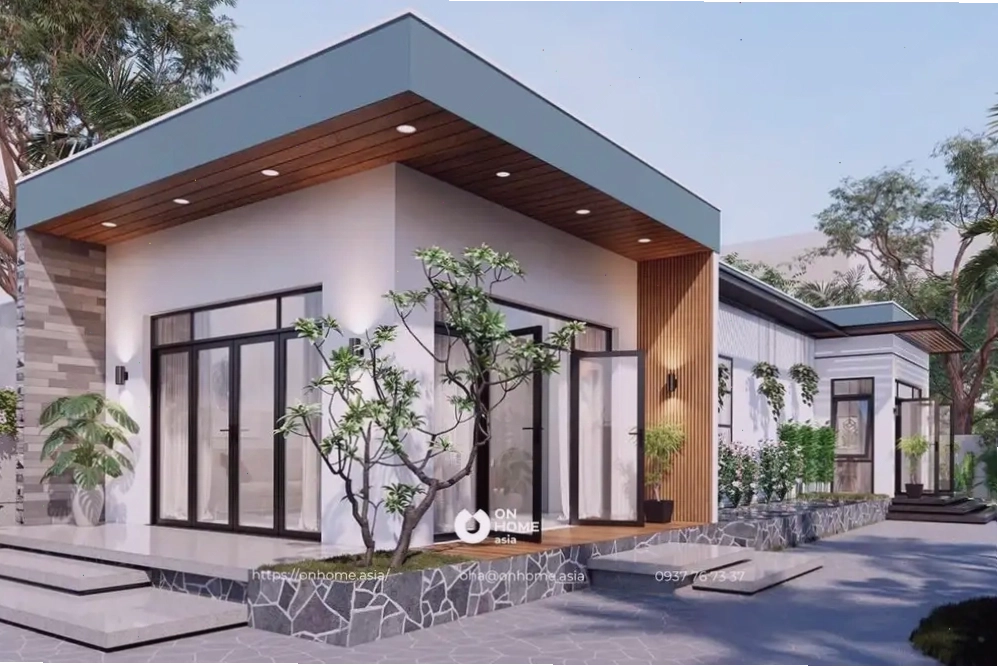 Nhà cấp 4 2 phòng ngủ mái bằng đẹp, hiện đại
