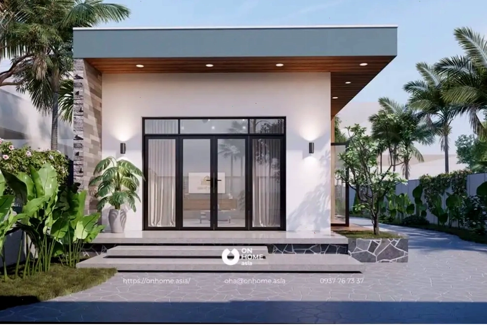 Nhà cấp 4 3 phòng ngủ mái bằng thiết kế đơn giản, ấm cúng