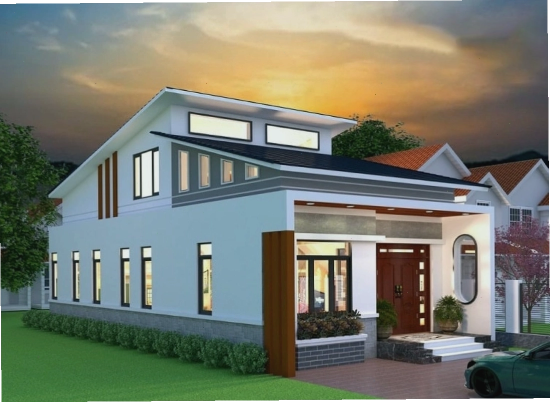 Nhà cấp 4 4 phòng ngủ với kiểu dáng mái lệch độc đáo, hiện đại