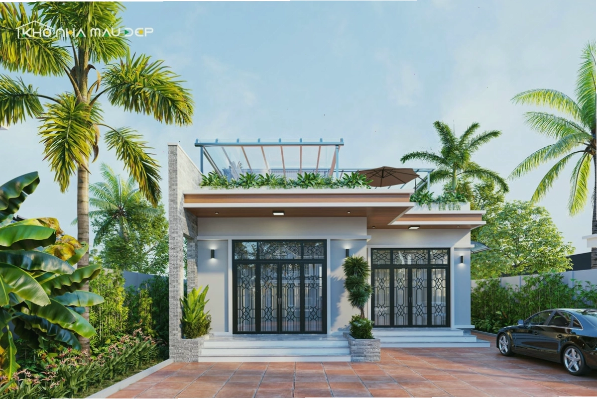 Nhà cấp 4 có sân thượng với thiết kế hiện đại
