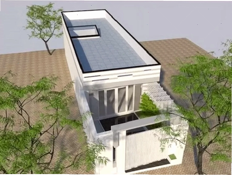 Nhà cấp 4 mái bằng 5x20 nông thôn có sân vườn thoáng đãng