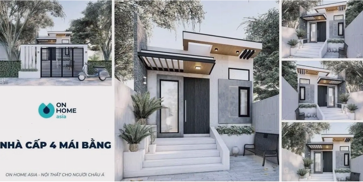 Nhà cấp 4 mái bằng hiện đại, bền vững với kiến trúc vuông vắn