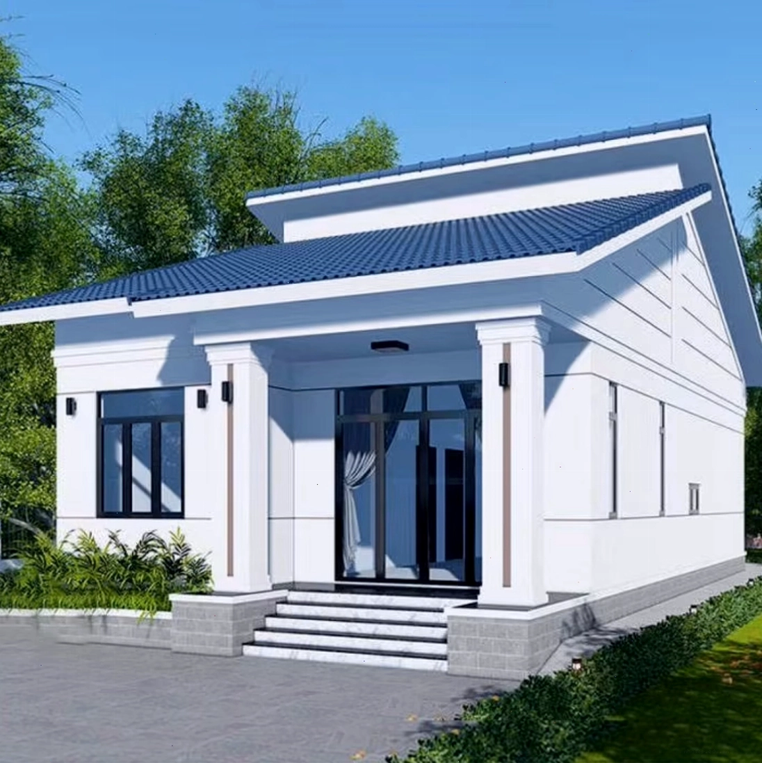Nhà cấp 4 mái lệch 100m2 thiết kế đẹp mắt