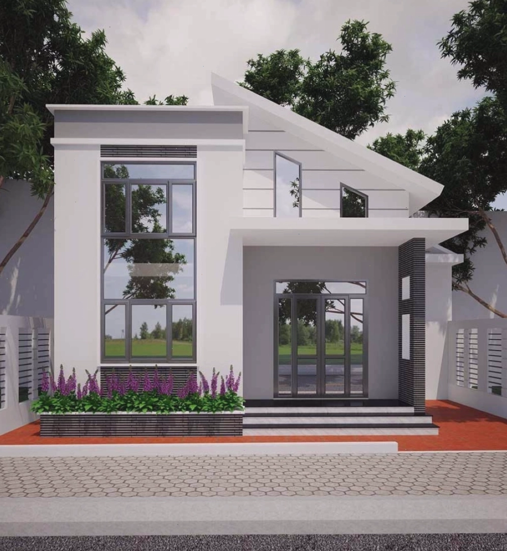 Nhà cấp 4 mái lệch có gác lửng, tăng thêm không gian sinh hoạt