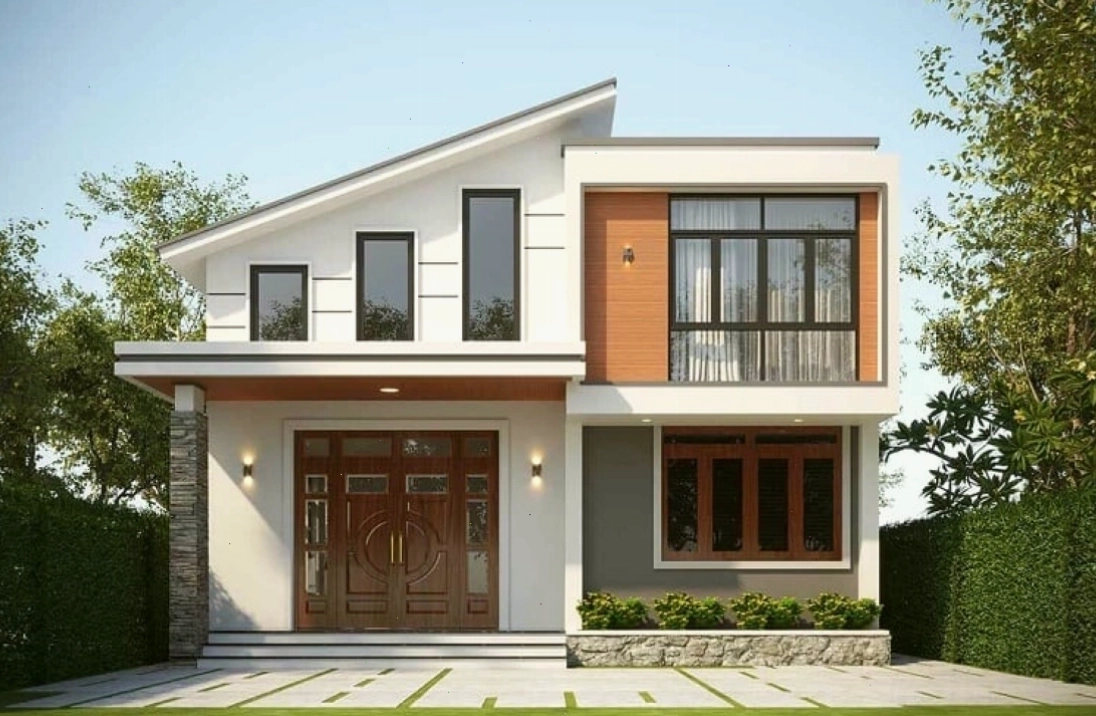 Nhà cấp 4 mái lệch có gác lửng với 3 phòng ngủ tiện nghi