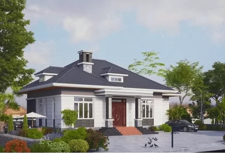 Nhà cấp 4 mái lệch với hệ thống thoát nước tốt