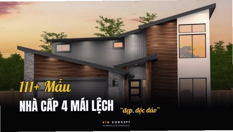 Nhà cấp 4 mái lệch với kiến trúc hiện đại và độc đáo
