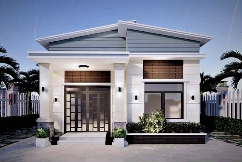 Nhà cấp 4 mái lệch với thiết kế 2 phòng ngủ thông thoáng