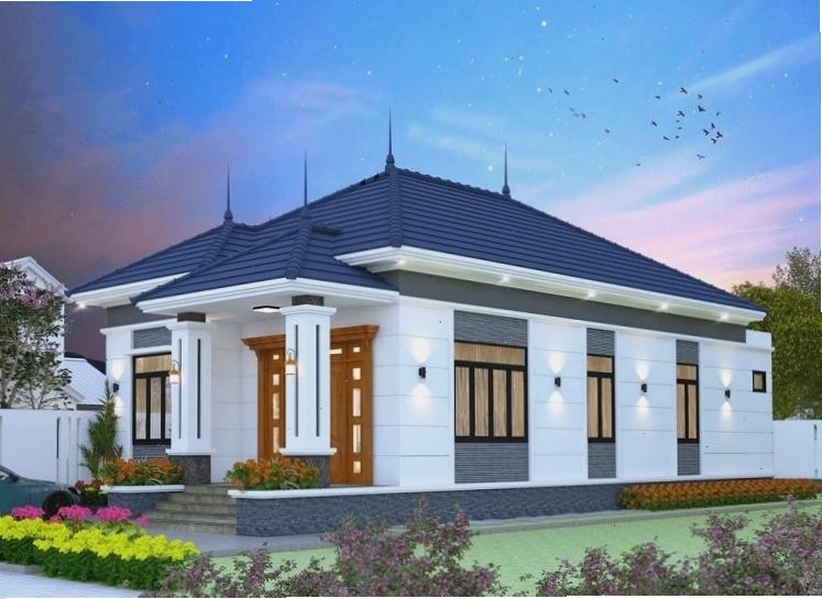 Nhà cấp 4 mái Nhật 3 phòng ngủ với sân vườn rộng rãi