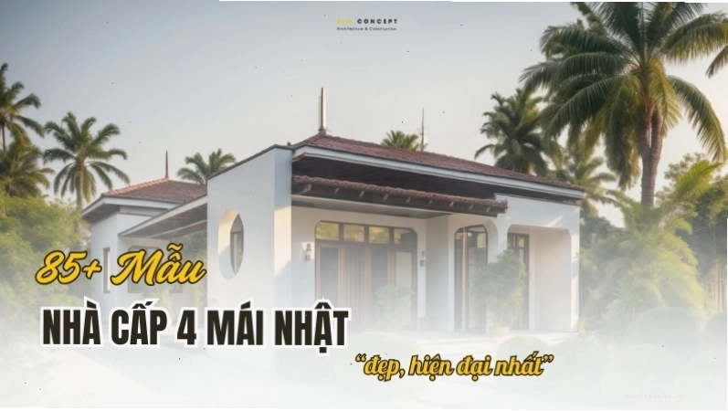 Nhà cấp 4 mái Nhật đẹp, hiện đại với tông màu trắng chủ đạo