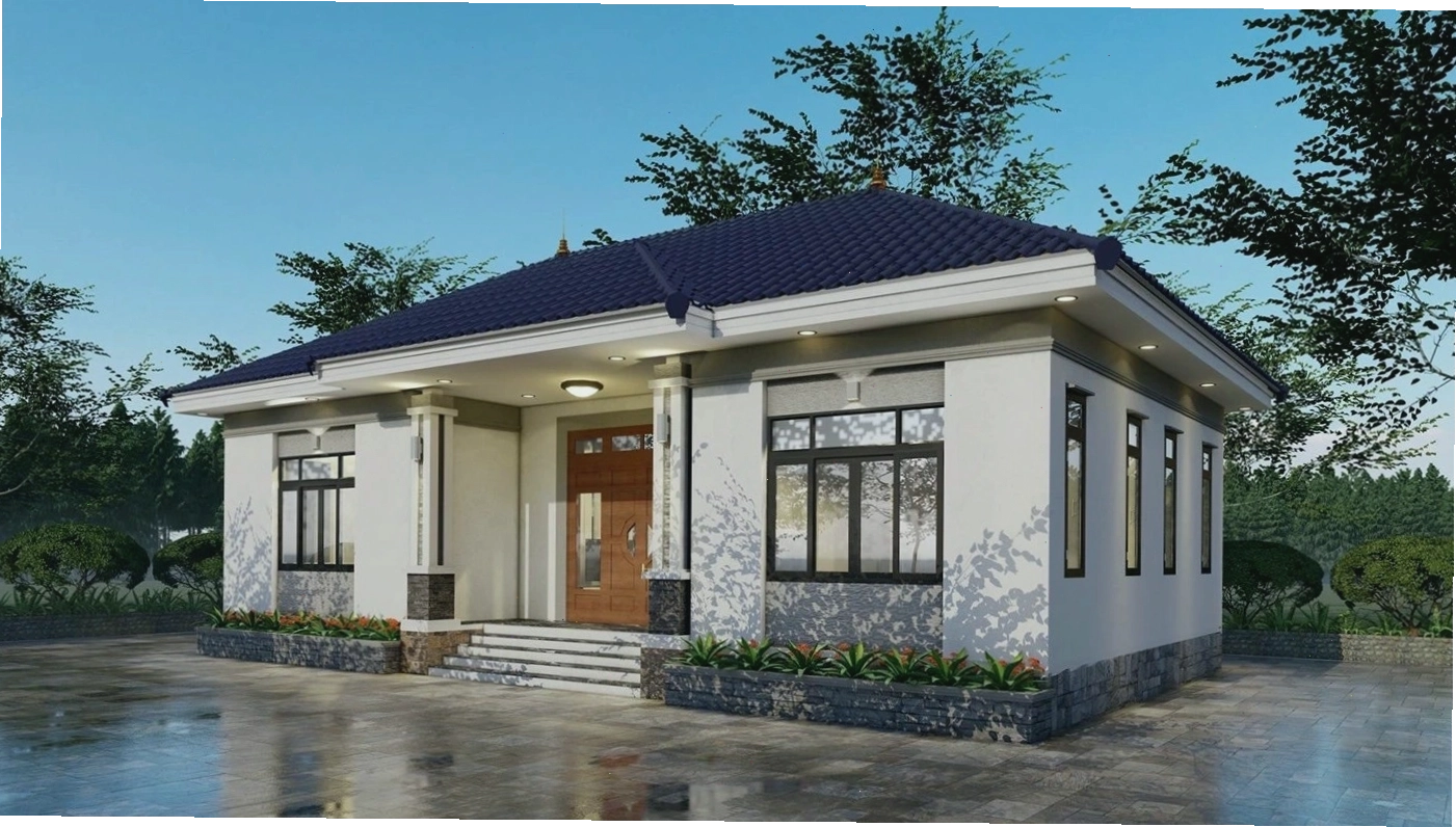 Nhà cấp 4 mái Nhật giá rẻ khoảng 500 triệu với hai cửa sổ lớn đón sáng