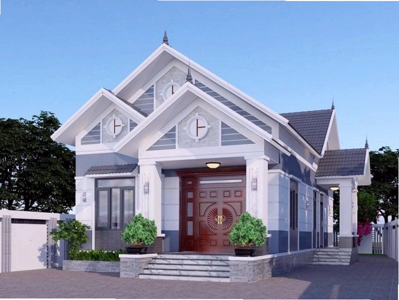 Nhà cấp 4 mái Thái 1 tầng với mặt tiền đẹp
