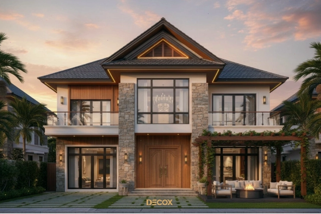 Nhà cấp 4 mái Thái 2 mặt tiền hiện đại