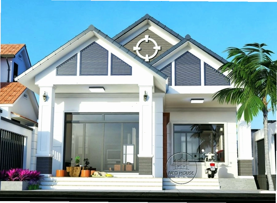 Nhà cấp 4 mái thái hiện đại có sân vườn rộng rãi