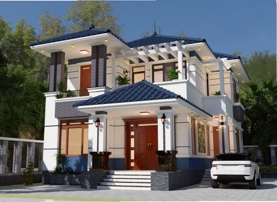 Nhà hai tầng mái Thái tân cổ điển với vẻ đẹp sang trọng và tinh tế