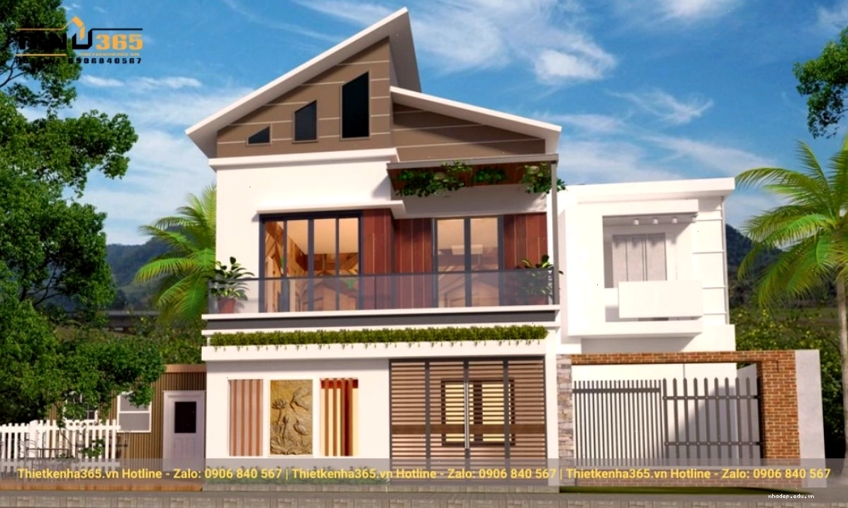Nhà mái lệch 2 tầng hiện đại với kiến trúc độc đáo