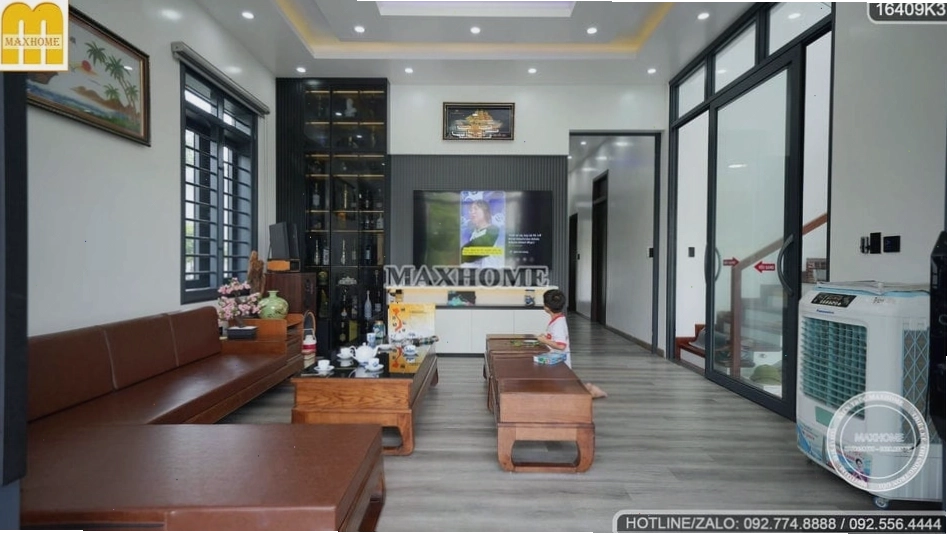 Nhà mái lệch 2 tầng phong cách tối giản