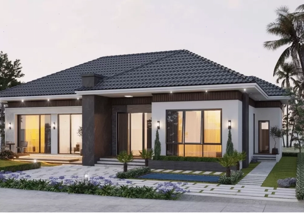 Nhà mái Nhật cấp 4 với kiến trúc cân đối và màu sắc trang nhã
