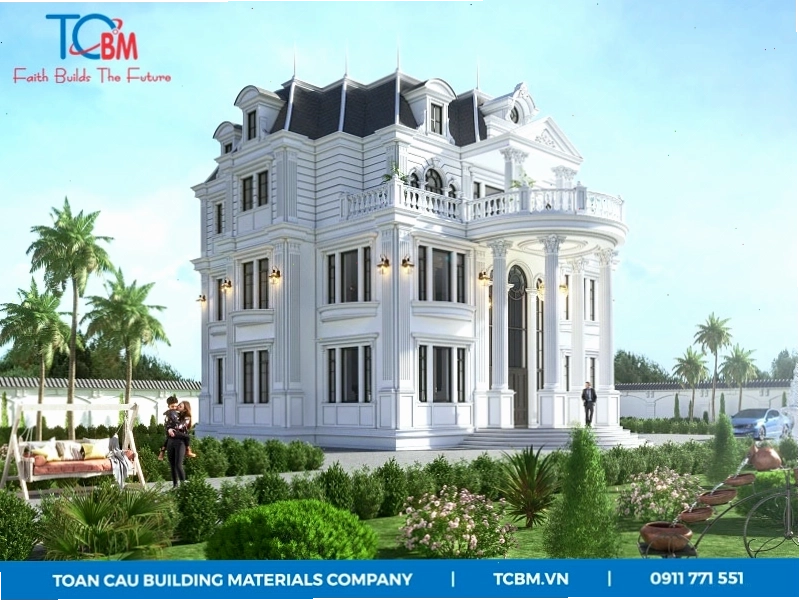 Nhà mái pháp với gam màu nâu trầm ấm áp