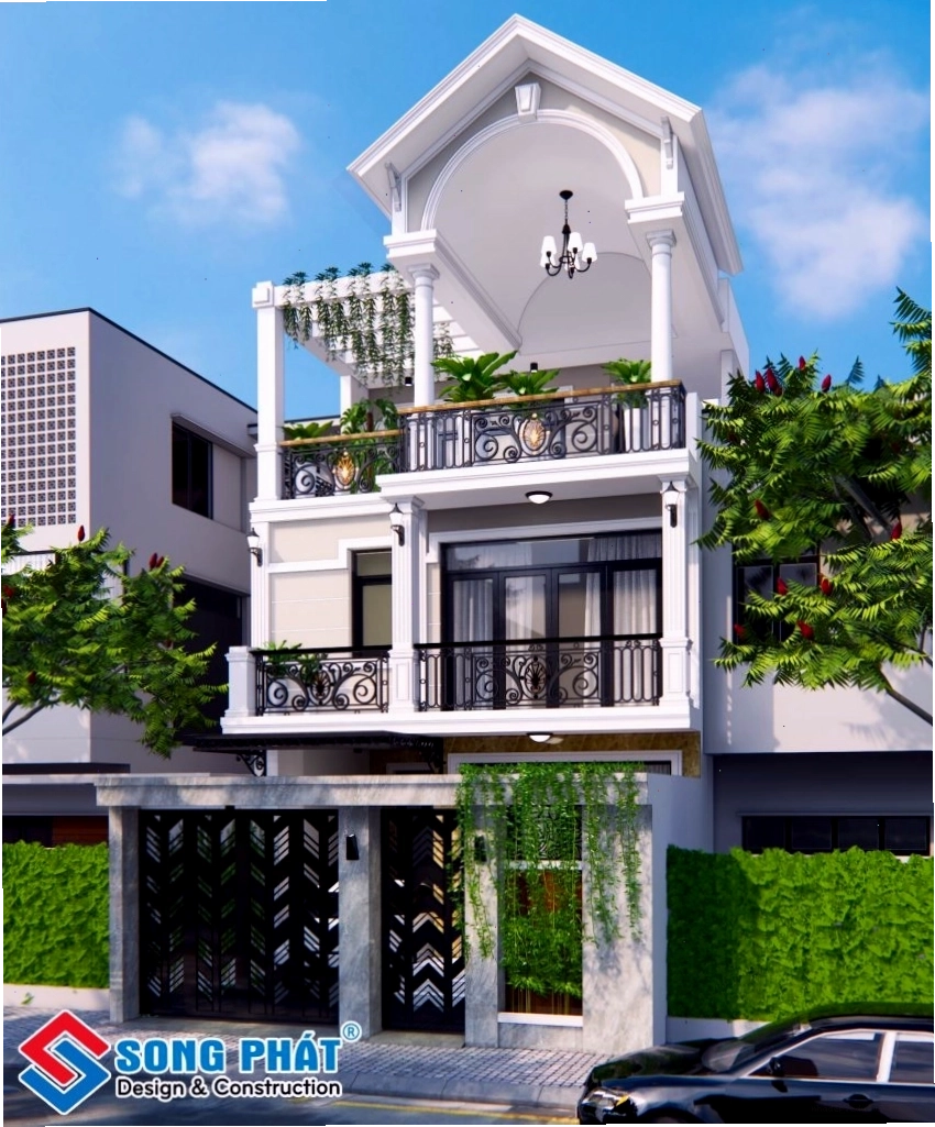 Nhà phố 3 tầng mái thái gia đình chị Linh - Bình Tân theo phong cách tân cổ điển