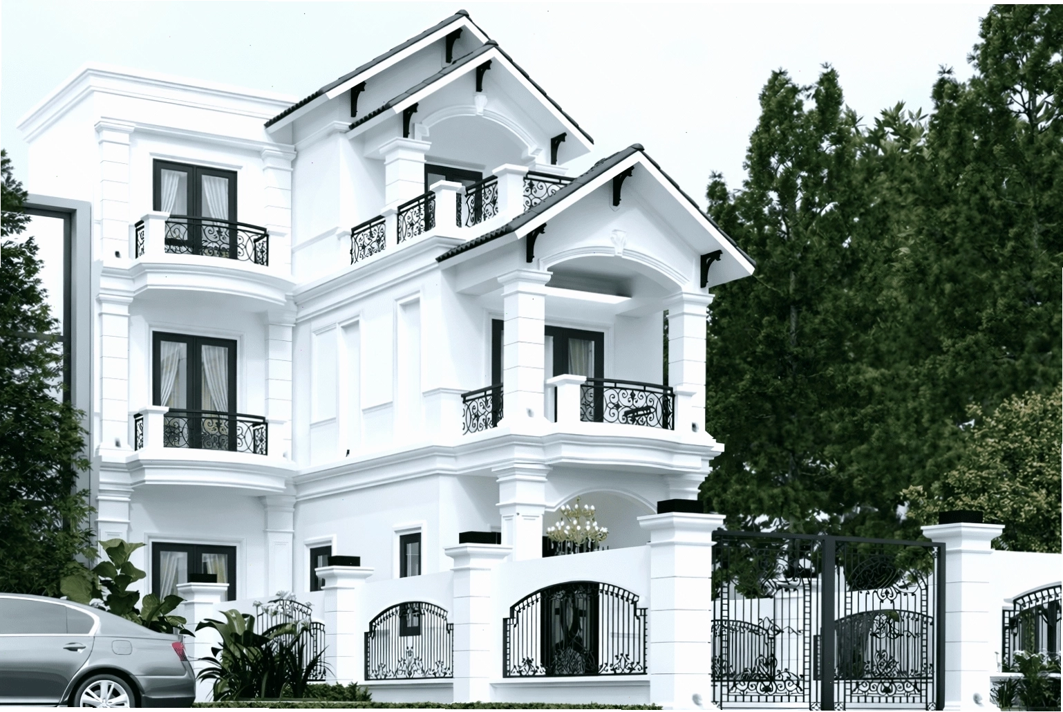 Nhà tắm sang trọng và tiện nghi trong nhà vườn mái thái