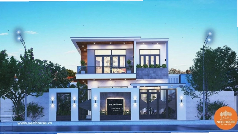 Nhà vuông 2 tầng mái bằng phong cách tối giản, chú trọng vào công năng và sự tiện nghi