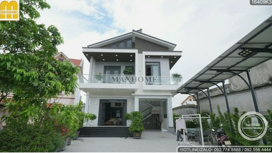 Nội thất bên trong nhà mái lệch 2 tầng sang trọng