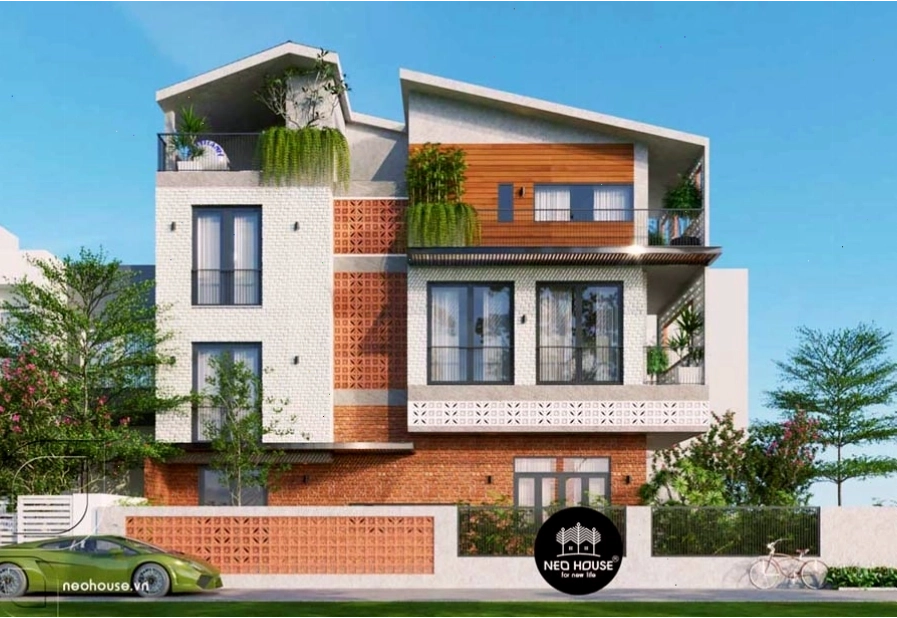 Phối cảnh 3D nhà lệch tầng 5x15m 3 tầng hiện đại tại TP.HCM, thể hiện sự thông thoáng