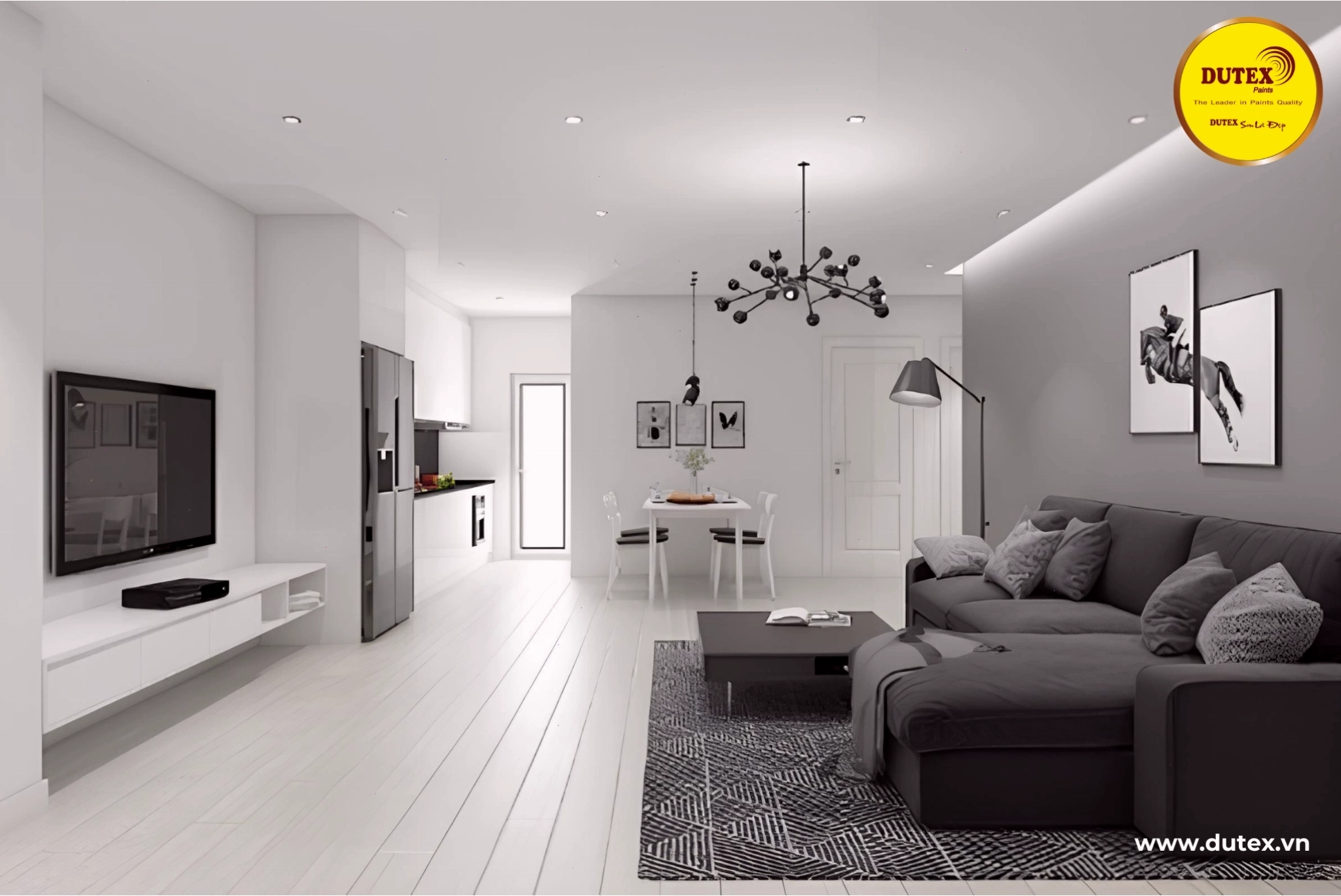 Phối màu trắng xám cho nhà cấp 4 mái thái theo phong cách Scandinavian