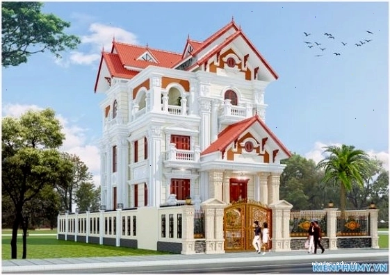 Thiết kế biệt thự mái Nhật 3 tầng với độ dốc hợp lý
