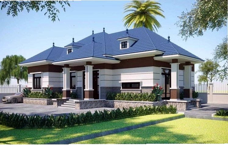 Thiết kế ngoại thất ấn tượng của nhà cấp 4 mái nhật 4 phòng ngủ