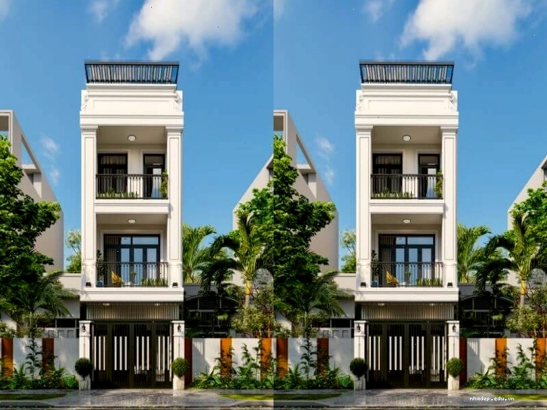 Thiết kế nhà 4x16m có gara theo phong cách Tân Cổ Điển sang trọng.